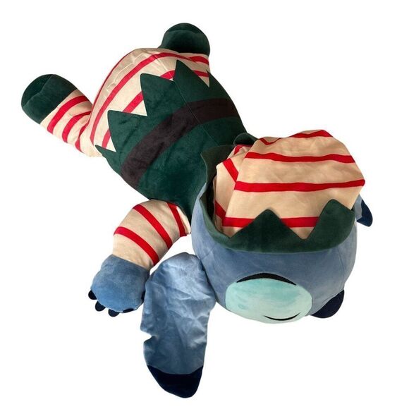 Cudleezz Stitch Disney Christmas Elf‎ Sleeping Plush Stripe 24" Large Soft - Picture 3 of 11